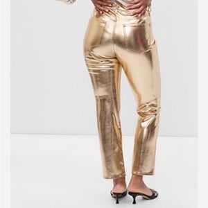 Gap high rise metallic vegan leather gold slim jeans size 28